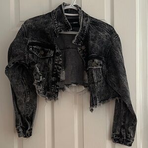Distressed Black Denim Jacket